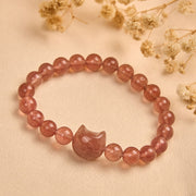 Buddha Stones Natural Strawberry Quartz Cat Healing Positive Bracelet - image 3