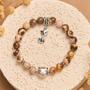 Buddha Stones Zebra Jasper Agate Bead Positive Bracelet - Brown Tabby Cat(Wrist Circumference 15-16cm) - image 1