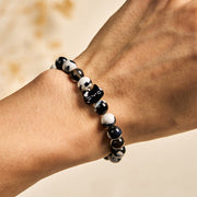 Buddha Stones Black and White Cat Fire Agate Confidence Bracelet - image 4