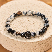 Buddha Stones Black and White Cat Fire Agate Confidence Bracelet - image 3