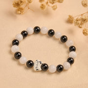 Buddha Stones Bicolor Cat Black Onyx White Chalcedony Fortune Bracelet - image 2
