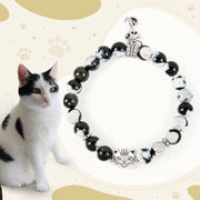 Buddha Stones Black and White Cat Fire Agate Bead Love Bracelet - Black and White Cat(Wrist Circumference 15-16cm) - image 1