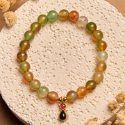 Buddha Stones 925 Sterling Silver Tourmaline Cat Natural Peacock Agate Courage Bracelet - Peacock Agate(Wrist Circumference 15-16cm) - image 1