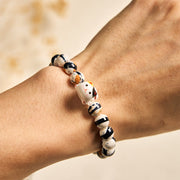 Buddha Stones Calico Cat Natural Stone Ceramic Kitten Head Strength Bracelet - image 5