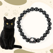 Buddha Stones Black Cat Natural Black Onyx Ceramic Kitten Support Bracelet - Black Cat(Wrist Circumference 15-16cm) - image 1