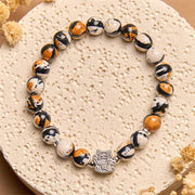 Buddha Stones 925 Sterling Silver Calico Cat Stone Bead Bracelet - image 3