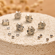 Buddha Stones 925 Sterling Silver Black and White Cat Fire Agate Bead Love Bracelet - image 6