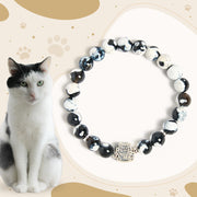 Buddha Stones 925 Sterling Silver Black and White Cat Fire Agate Bead Love Bracelet - Black and White Cat(Wrist Circumference 15-16cm) - image 1
