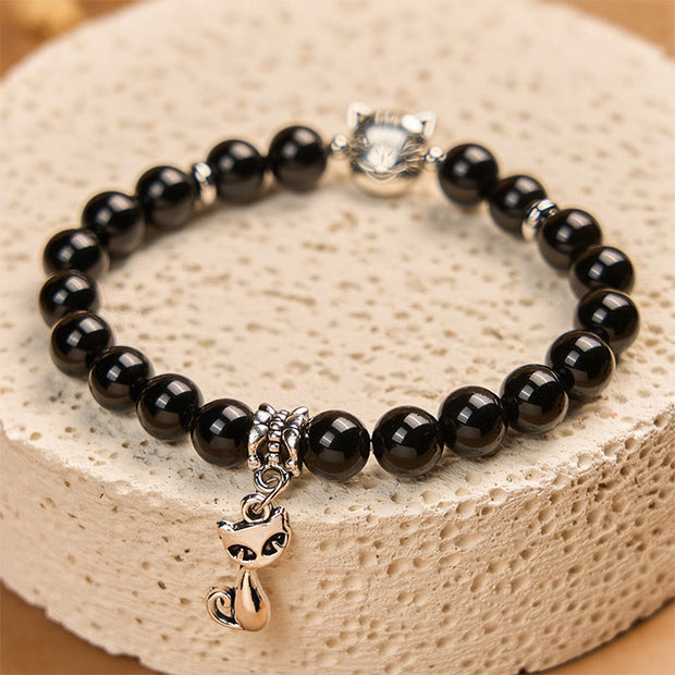 Buddha Stones Black Cat Natural Black Onyx Kitten Support Bracelet - image 4