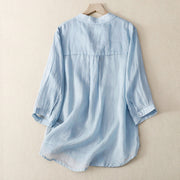 Buddha Stones Casual Plain Women's V-Neck Design Three Quarter Sleeve  Shirt - image 2