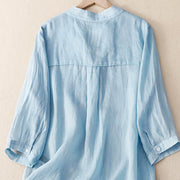 Buddha Stones Casual Plain Women's V-Neck Design Three Quarter Sleeve  Shirt - image 4