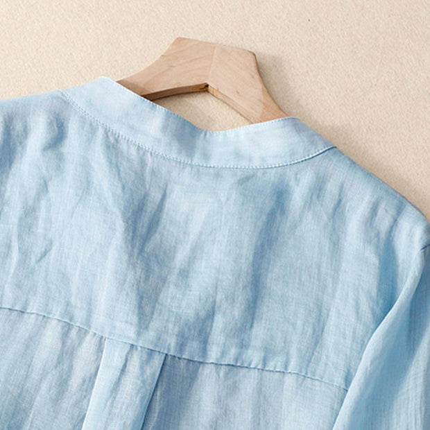 Buddha Stones Casual Plain Women's V-Neck Design Three Quarter Sleeve  Shirt - image 7