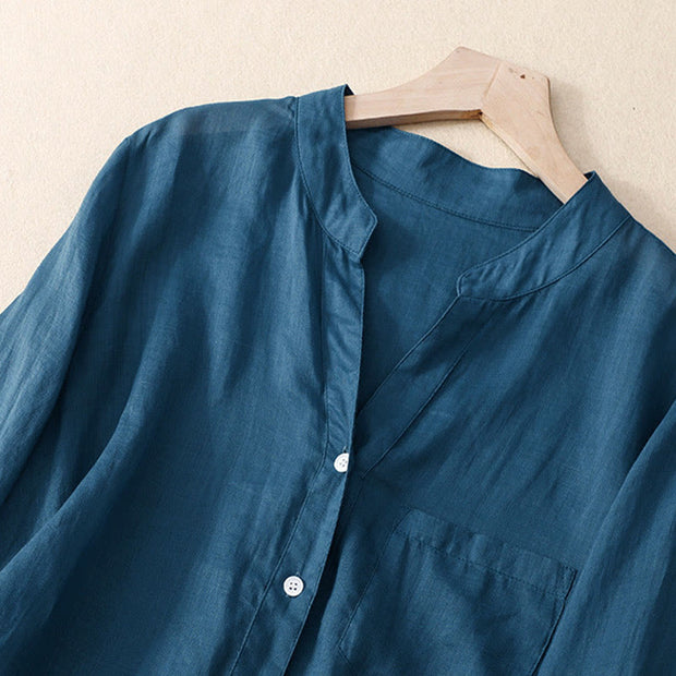 Buddha Stones Casual Plain Women's V-Neck Design Three Quarter Sleeve  Shirt - image 15