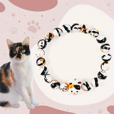 FREE Today: Protection and Strength Handmade Save A Cat Stone Bracelet - Calico Cat(Wrist Circumference 15-16cm) - image 1