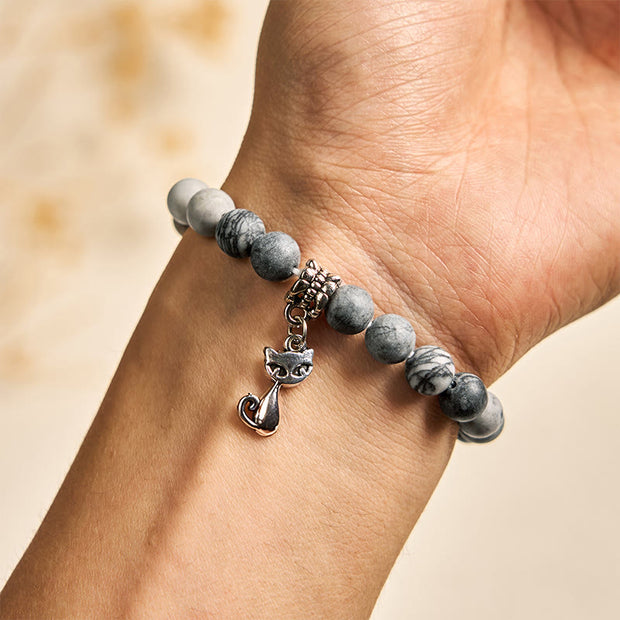 FREE Today: Emotional Balance and Strength Handmade Save A Cat Black Veined Jasper Bracelet - image 5