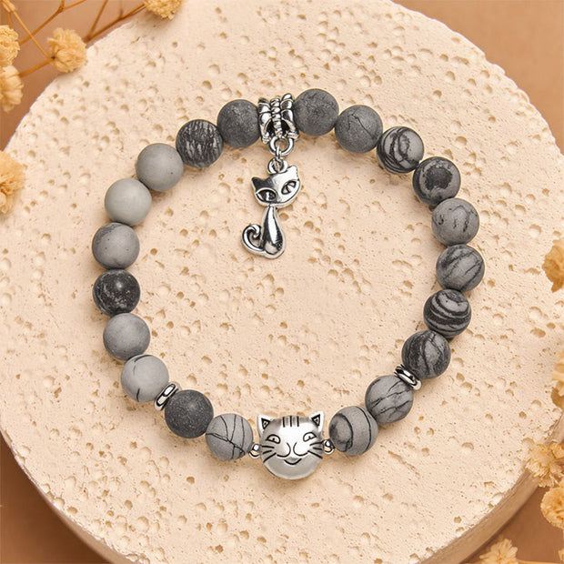 FREE Today: Emotional Balance and Strength Handmade Save A Cat Black Veined Jasper Bracelet - image 2