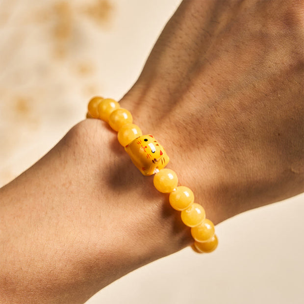 FREE Today: Positivity and Joy Handmade Save A Cat Yellow Chalcedony Ceramic Bracelet - image 5