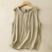 Buddha Stones Summer Pure Color Wrinkle Lace-up Sleeveless Vest Women's Waistcoat - DarkKhaki - US8-10，UK/AU12-14，EU40-42 (2XL) - image 8