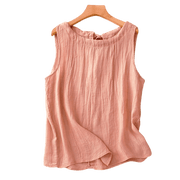 Buddha Stones Summer Pure Color Wrinkle Lace-up Sleeveless Vest Women's Waistcoat - image 5