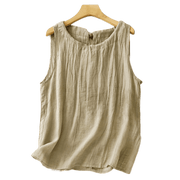 Buddha Stones Summer Pure Color Wrinkle Lace-up Sleeveless Vest Women's Waistcoat - image 12