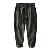Buddha Stones Casual Solid Color Simple Design Drawstring Ramie Linen Men's Pants With Pockets - image 29