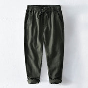 Buddha Stones Casual Solid Color Simple Design Drawstring Ramie Linen Men's Pants With Pockets - ForestGreen - US/UK/AU44，EU54 (4XL) - image 23