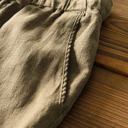 Buddha Stones Casual Solid Color Simple Design Drawstring Ramie Linen Men's Pants With Pockets - image 32