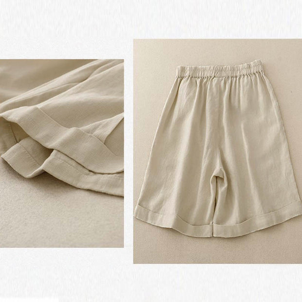 Buddha Stones Casual Solid Color Women's Cotton Shorts With Pockets - image 11