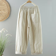 Buddha Stones Winter Plain Women's Harem Cotton Ankle-Length Pants With Pockets - image 8