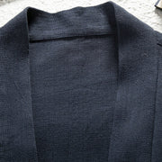 Buddha Stones Pure Color Simple Design Open Front Jacket Men's Cotton Linen Kimono With Pockets - image 3