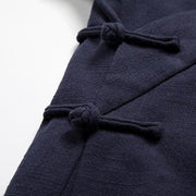 Buddha Stones Retro Chinese Frog-Buttons Design Open Front Jacket Men's Cotton Kimono - image 10