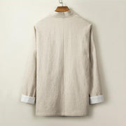 Buddha Stones Retro Chinese Frog-Buttons Design Open Front Jacket Men's Cotton Kimono - image 2