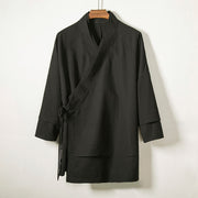 Buddha Stones Casual Lace-Up Design Open Front Jacket Men's Cotton Kimono - Black - US/UK/AU44，EU54 (4XL) - image 1