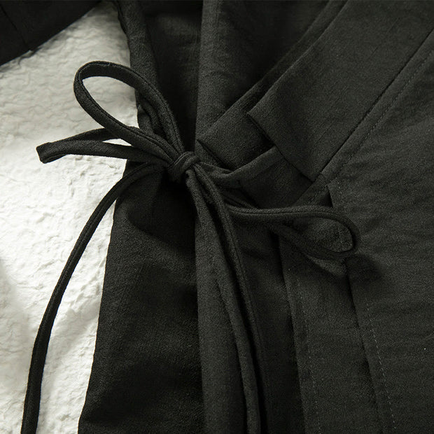 Buddha Stones Casual Lace-Up Design Open Front Jacket Men's Cotton Kimono - image 4