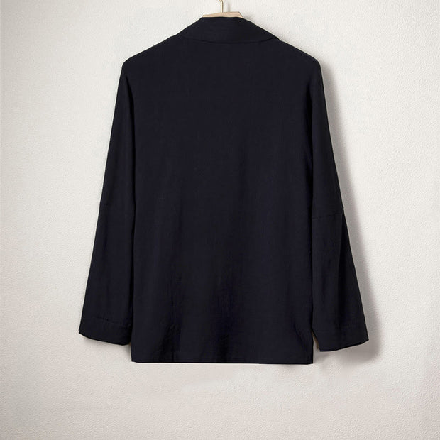 Buddha Stones Men's Casual Plain Design Open Front Jacket Cotton Linen Kimono - image 4