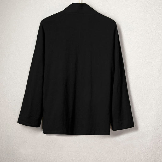Buddha Stones Men's Casual Plain Design Open Front Jacket Cotton Linen Kimono - image 2