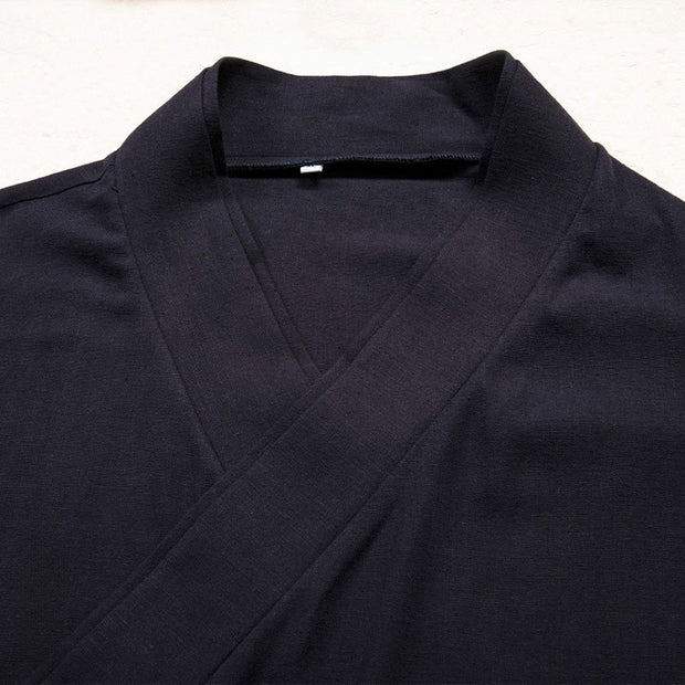Buddha Stones Men's Casual Plain Design Open Front Jacket Cotton Linen Kimono - image 5