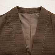 Buddha Stones Men's Plain Pleats Frog-Button Design Open Front Jacket Cotton Linen Kimono - image 3