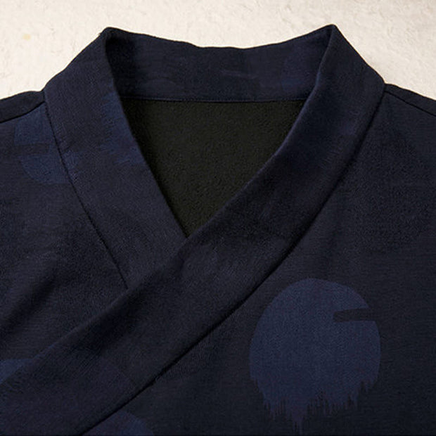 Buddha Stones Jacquard Button Men's Cotton Linen Long Sleeve Fleece-Lined Jacket Shirt - image 3