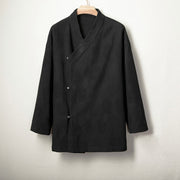 Buddha Stones Jacquard Button Men's Cotton Linen Long Sleeve Fleece-Lined Jacket Shirt - Black - US/UK/AU46，EU56 (4XL) - image 6