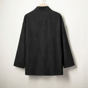 Buddha Stones Jacquard Button Men's Cotton Linen Long Sleeve Fleece-Lined Jacket Shirt - image 7
