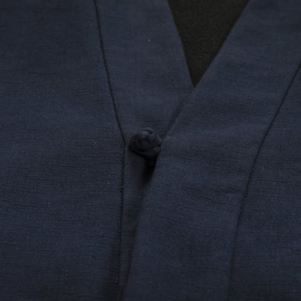 Buddha Stones Men's Plain Frog-Button Design Open Front Fleece-Lined Cotton Linen Jacket Kimono - image 4