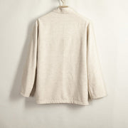Buddha Stones Men's Plain Frog-Button Design Open Front Fleece-Lined Cotton Linen Jacket Kimono - image 9