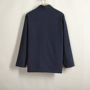 Buddha Stones Men's Plain Frog-Button Design Open Front Fleece-Lined Cotton Linen Jacket Kimono - image 2