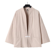 Buddha Stones Vintage Frog-Button Design Men's Open Front Cotton Linen Jacket Kimono With Pockets - image 14