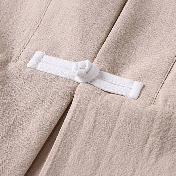 Buddha Stones Vintage Frog-Button Design Men's Open Front Cotton Linen Jacket Kimono With Pockets - image 9