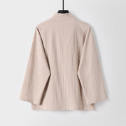 Buddha Stones Vintage Frog-Button Design Men's Open Front Cotton Linen Jacket Kimono With Pockets - image 5