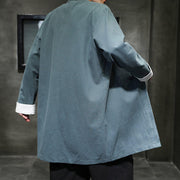 Buddha Stones Spring Vintage Open Front Men's Cotton Linen Zen Jacket Kimono - image 19