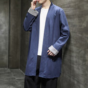 Buddha Stones Spring Vintage Open Front Men's Cotton Linen Zen Jacket Kimono - image 5