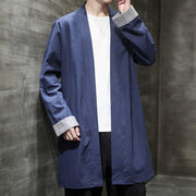 Buddha Stones Spring Vintage Open Front Men's Cotton Linen Zen Jacket Kimono - image 6